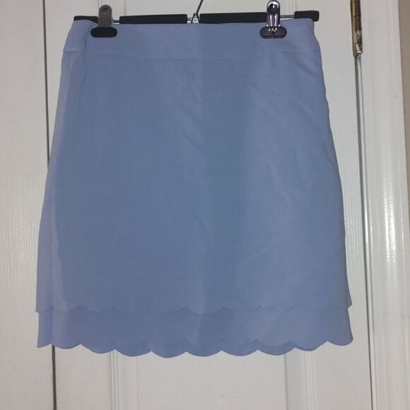 Loft Ann Taylor Periwinkle  Scalloped Hem A-Line Mini Skirt  Sz 0 NWT - Picture 1 of 4